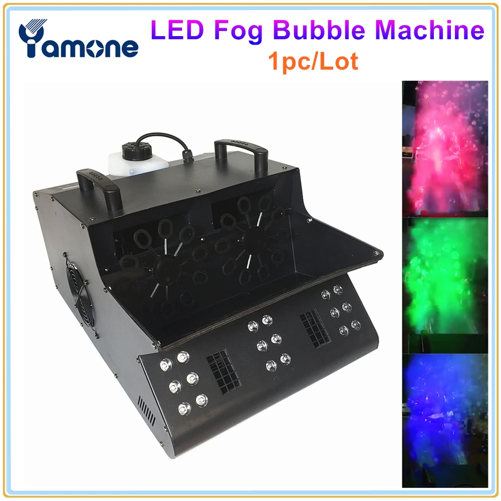 

1pc/Lot 1500W LED Fog Bubble Machine Remote DMX Control Big Double Wheel Bubble Smoke Machine With 18pcs RGB 3In1 LED For Party