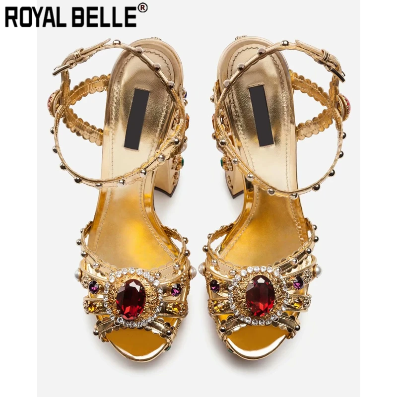 Royal Belle/Босоножки на платформе со стразами женская обувь не сужающемся книзу