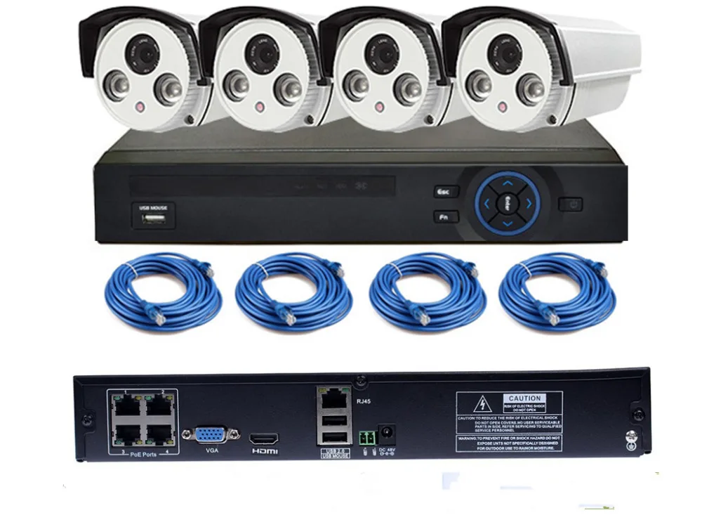 4CH POE NVR Kit 720P Камера Системы HD ip камера видеонаблюдения с поддержкой Wi CCTV монитор