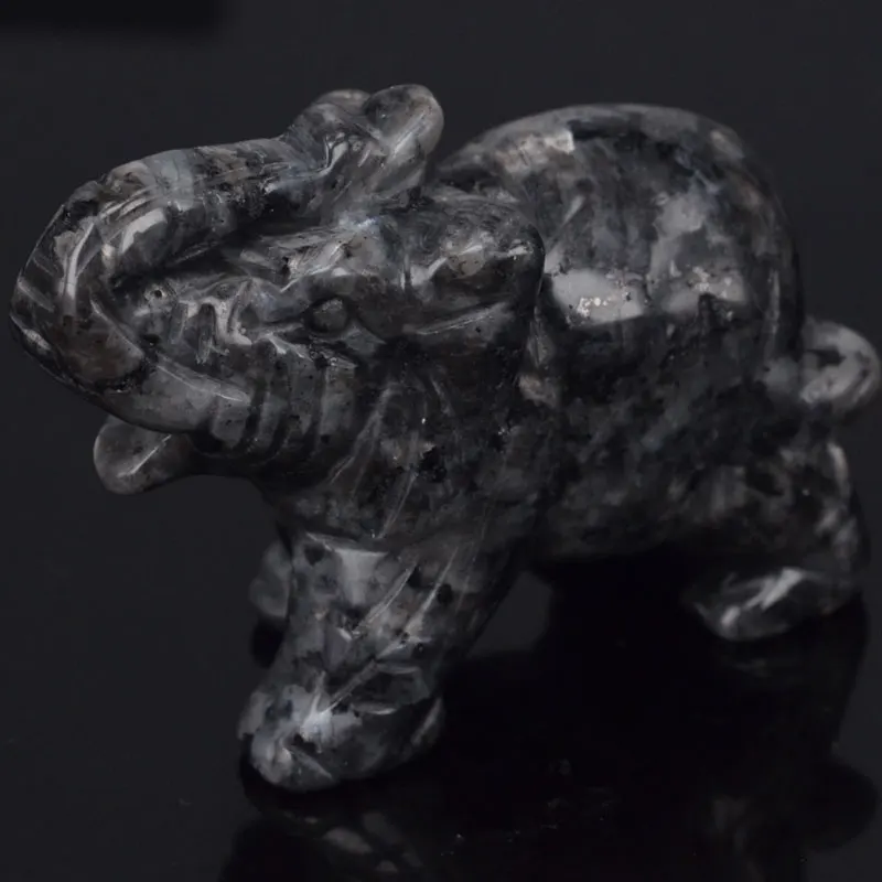 

3 "натуральный ларвикит Лабрадорит слон резная Фигурка каменная Чакра Исцеление Камень «Reiki» фэн-шуй ремесла