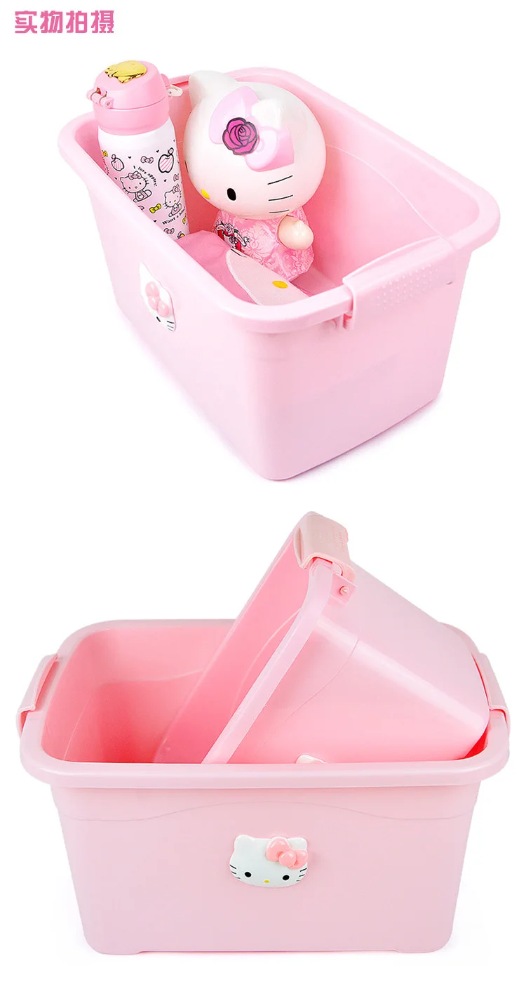 Hello kitty пластиковый контейнер органайзер для одежды продукты коробки для хранения мелочей с крышкой водонепроницаемый пластиковый ящик для хранения игрушек
