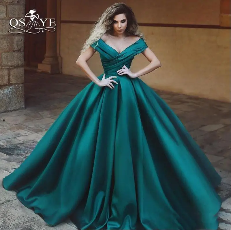 same as pictures QSYYE, Зеленое Длинное платье для выпускного вечера, сексуальное, с открытыми плечами, v-образный вырез, плиссированное, атласное, для женщин, официальное, вечернее платье, элегантные вечерние платья - Цвет: same as pictures