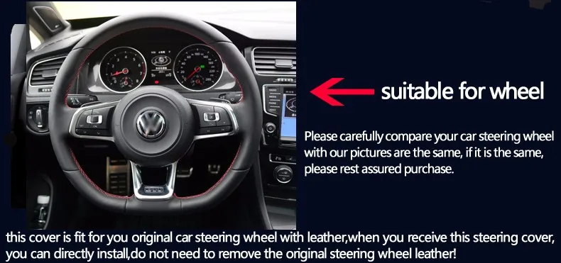 Блестящие пшеницы PU углеродного волокна Кожаный чехол на руль для Volkswagen Golf 7 GTI гольф R MK7 VW Polo GT Scirocco