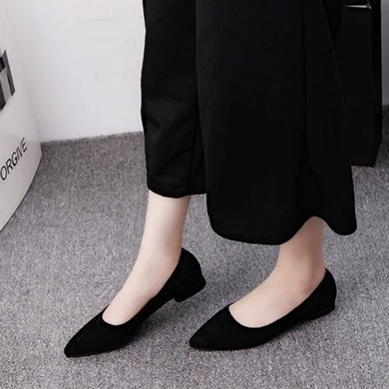 Vangull Fashion Low Square Heels Women Pumps Flock Shallow Slip on Dress Shoes Pointed Toe Office Lady Casual Single | Обувь