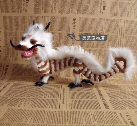 Имитация белого китайского дракона из полиэтилена и меха китайский дракон модель Забавный подарок около 30 см x 12 см x 18 см