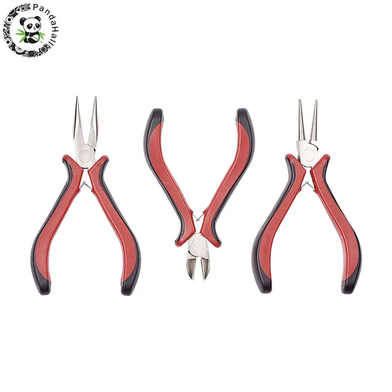 

3PCS/set Pliers Jewelry Making Polishing Round Nose Pliers Chain-Nose Flat Nose Pliers Side-Cutting Pliers DIY Tools Equipments