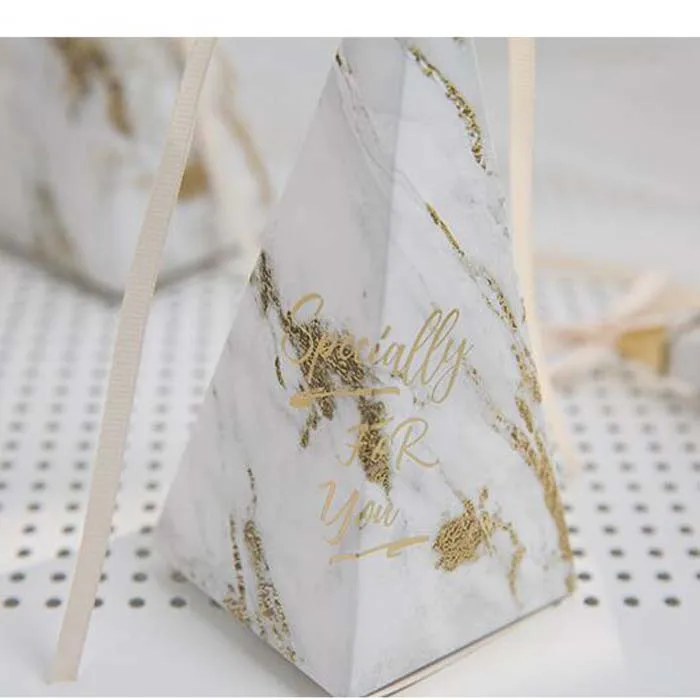 60 шт белый/розовый/синий мраморный узор Пирамида свадебные коробки для детского