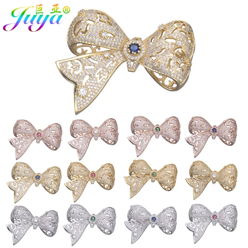 

Juya DIY Luxury Pearls Jewelry Making Components Supplies Micro Pave Zircon Bowknot Connector Pendants Accessories