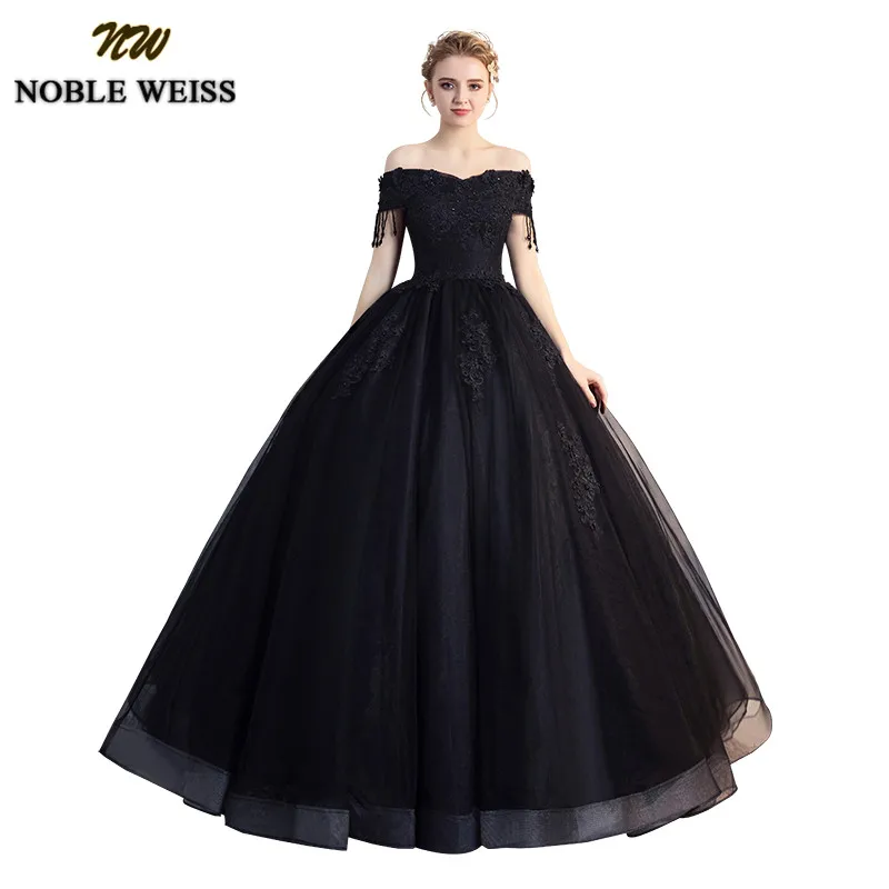 

NOBLE WEISS Black Ball Gown Quinceanera Dresses 2022 Beading Off Shoulder Sweet 16 Dress Long Floor Length Vestidos de 15 anos