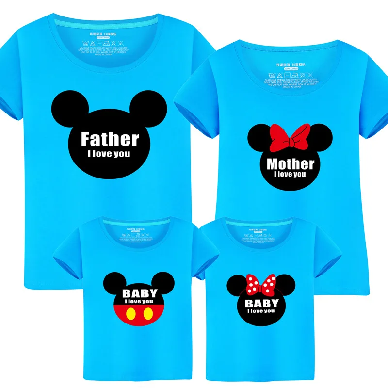Новые милые летние комплекты для семьи с короткими рукавами и рисунком Микки