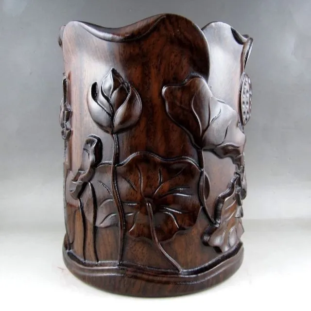 Beautiful Chinese Unique HuaLi Wood Carved Brush Pot | Дом и сад