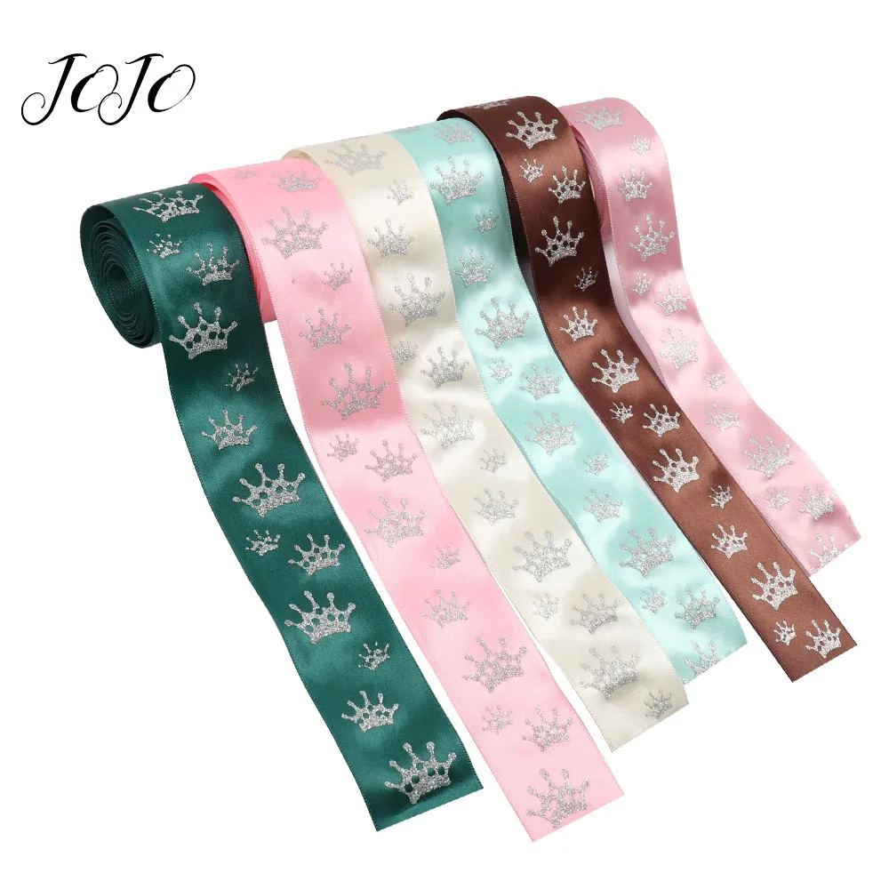 JOJO Луки 38 мм 10y Grosgrain пятно лента с нашивкой короны для рукоделия подарок тканевая