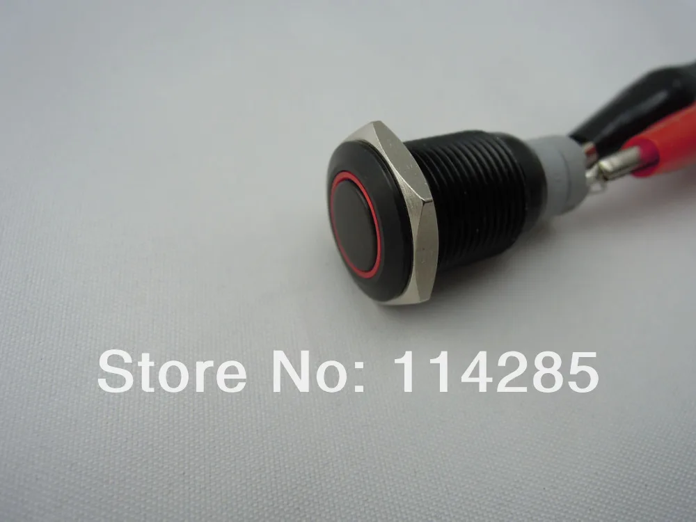 Новый черный 12В 3а 16 мм красный Ангел глаз LED металлический переключатель кнопка