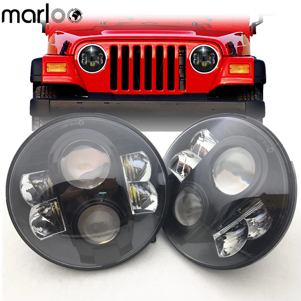 

2pcs 7 Inch 80W H4 LED Headlights For Jeep Wrangler 7" Round Headlamp For Lada 4x4 Urban Niva Land Rover 90/110 Defender