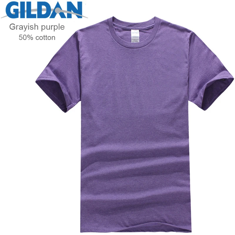 Grayish purple Gildan брендовая мужская одежда, мужская футболка с коротким рукавом, летняя повседневная пустая футболка, удобные мягкие мужские топы, футболки - Цвет: Grayish purple