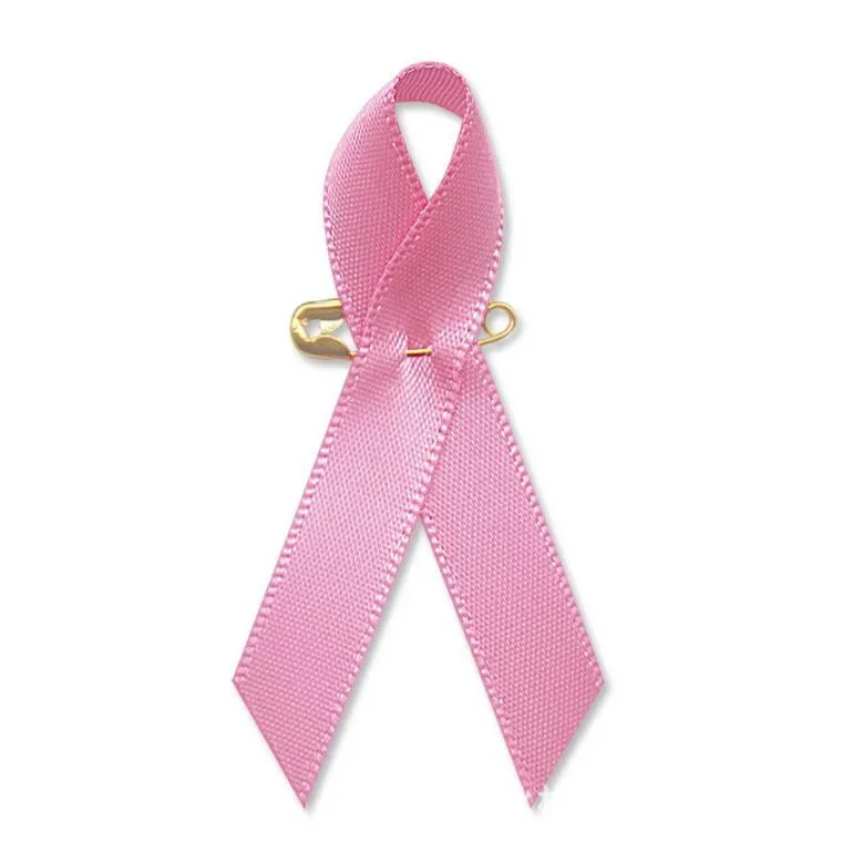 

500pcs Pink Breast Cancer Awareness Ribbons with Safty Pin Cheap Pink awareness ribbon bows Wholesale Free Shipping