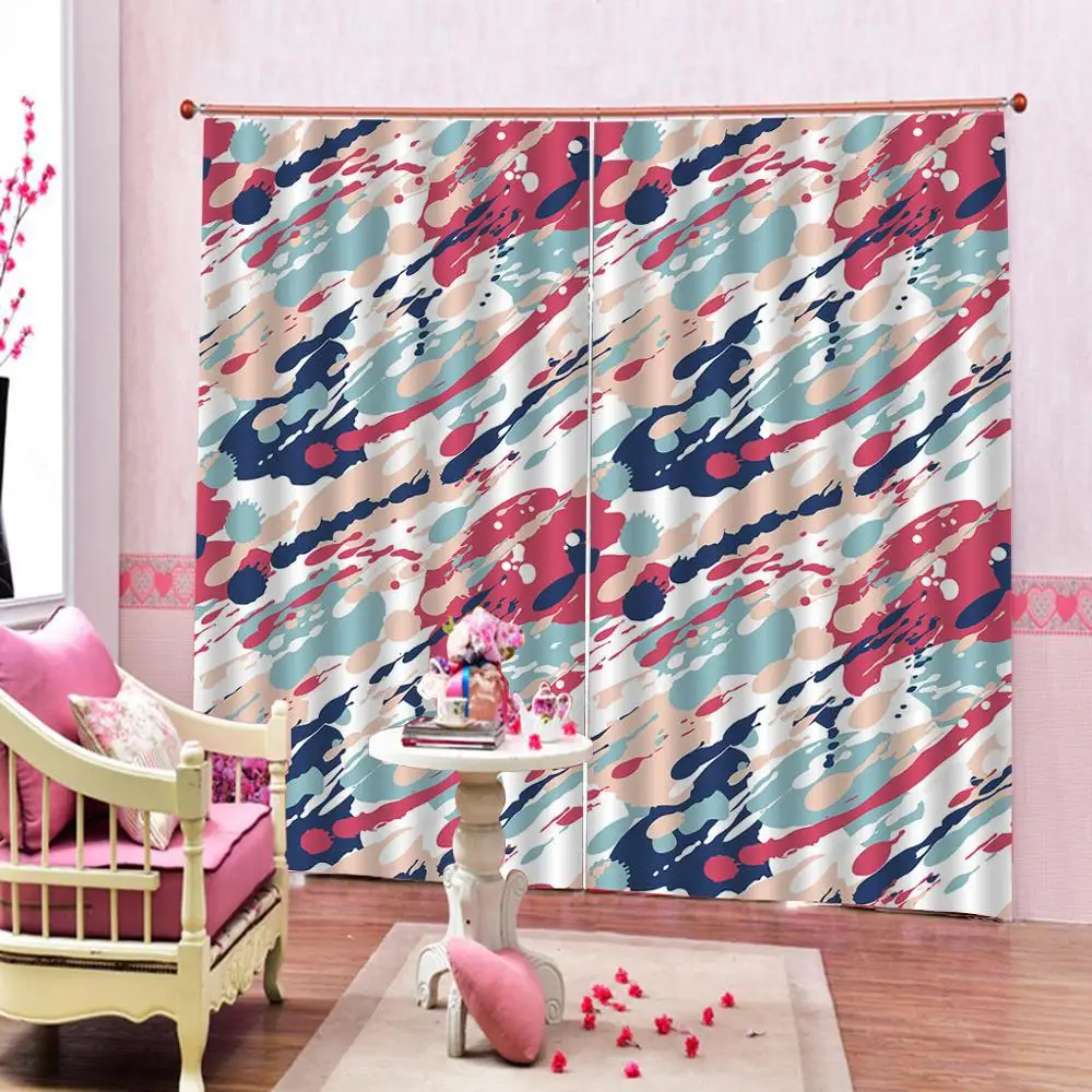 

Customized size Luxury Blackout 3D Window Curtains For Living Room painting curtains for bedroom
