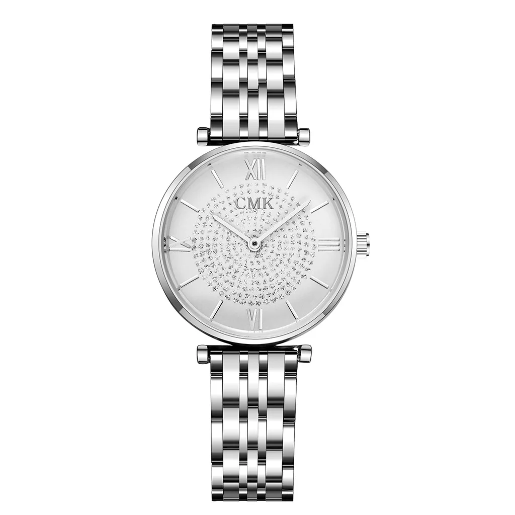 Серебристый Montre Femme, современная мода, Reloj Mujer, стразы, часы для женщин, сетчатый Браслет из нержавеющей стали, роскошные Звездные наручные часы для женщин - Цвет: Серебристый