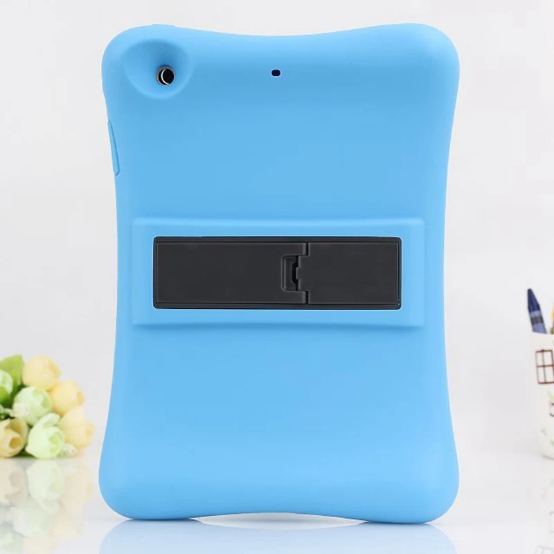 Синий Jovtini Новое поступление чехол для Apple iPad mini 1/2/3, мягкий силикон, резина, чехол дети противоударный планшетный Стенд кожаный чехол для iPad mini123 чехол - Цвет: Синий