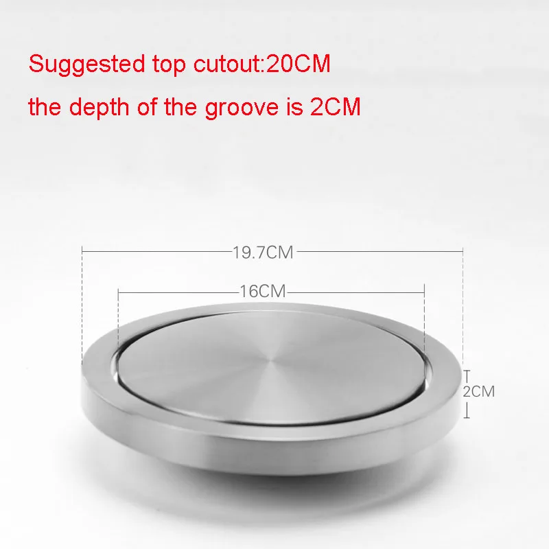 Silver Small 20CM Утопленный лоскут из нержавеющей стали, встроенный баланс, откидная крышка, мусорное ведро, мусорное ведро, кухонная столешница - Цвет: Silver Small 20CM