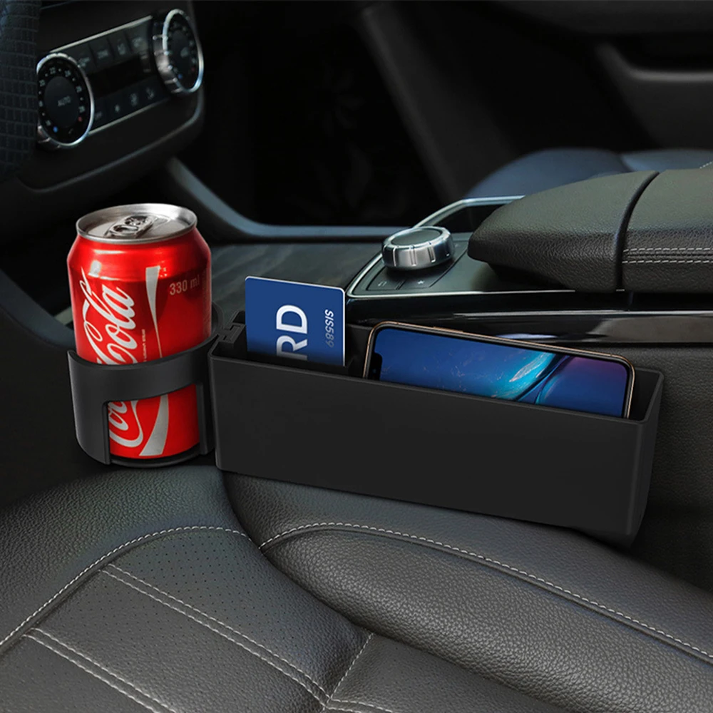 ABS black 2 в 1 коробка для хранения автомобильных сидений из углеродного волокна/АБС/кожи складной стеганый держатель для чашки держатель для напитков мульти-автомобильные аксессуары - Название цвета: ABS black