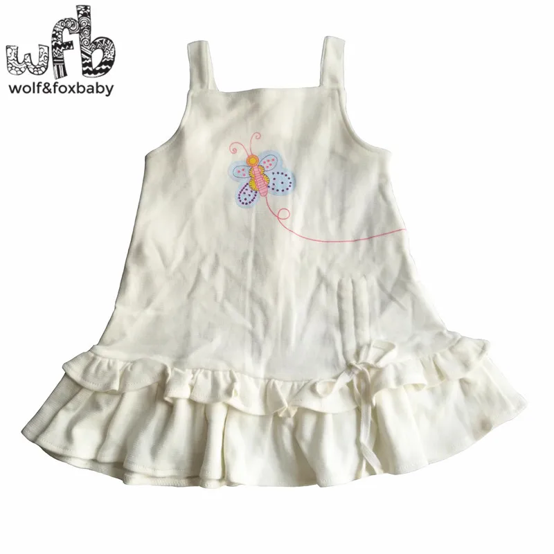 

Детское летнее платье без рукавов, с квадратным вырезом, однотонным принтом бабочек, От 3 до 4 лет