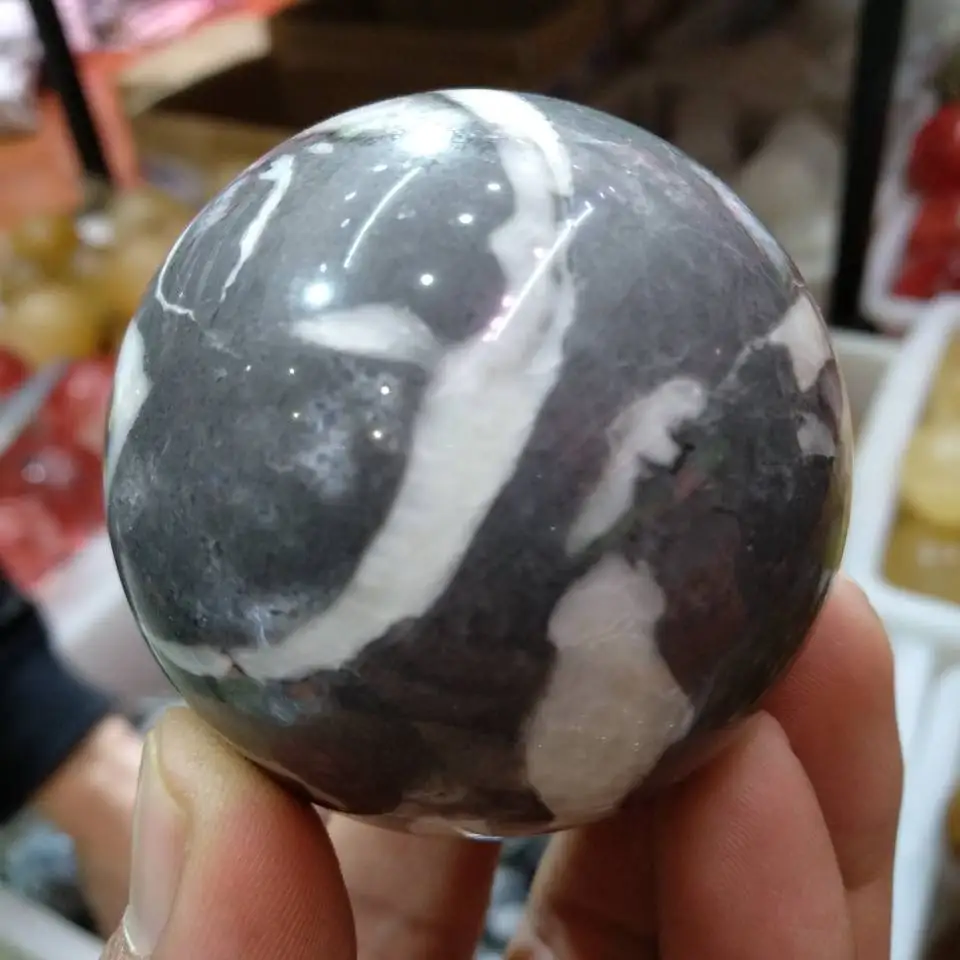 Ракушка Fossil Jasper Quartz Matrix Crystal лечебная СФЕРА Ball Rock Камень Reiki 55 мм|Камни| |