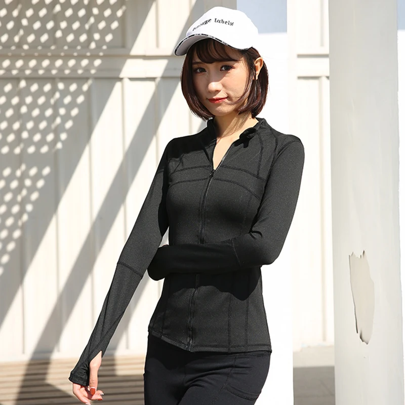 Voobuyla Для женщин для студенток спортивная куртка йоги Running на молнии Костюмы