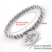 black knight arrival 6mm 316l stainless steel beads bracelet womens trendy pendant letters bracelet for birthday blkn0001