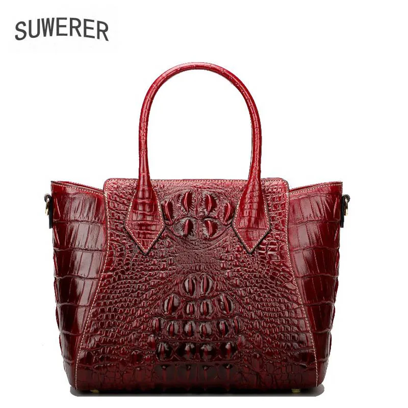 Модные женские сумки SUWERER из натуральной кожи с узором под кожу крокодила для