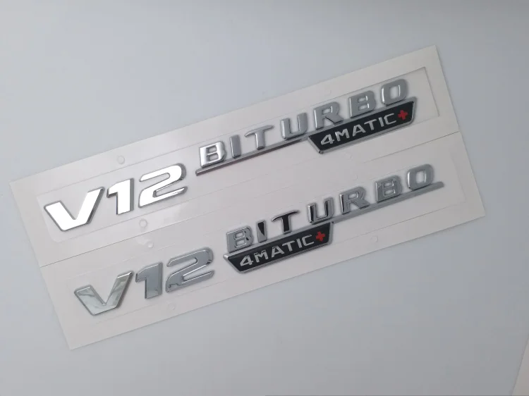 Матовая черная V12 BITRUBO 4matic + эмблема с надписью на крыло Side двойным турбо логотипом