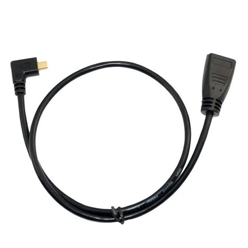 2 фута HDMI 1 4 гнездо штекер угол 90 градусов Кабельный адаптер HDTV Micro левый