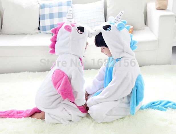 Детская Фланелевая Пижама комбинезон унисекс в виде единорога для детей костюм