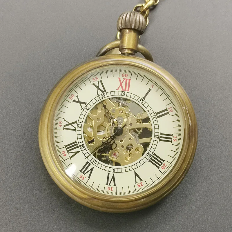 New Arrive Antique Vintage Mens Hand Wind High Quality Mechanical Pocket Watches with Chain PJX049