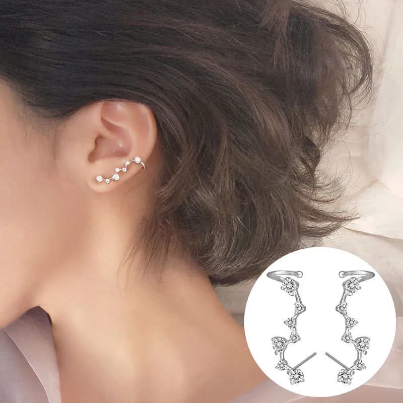 

Delicate Star Stud Earring, 925 Sterling Elegant Women Fashion Zircon Crystal Ear Jackets, Star Ear Climber,Gifts For Her