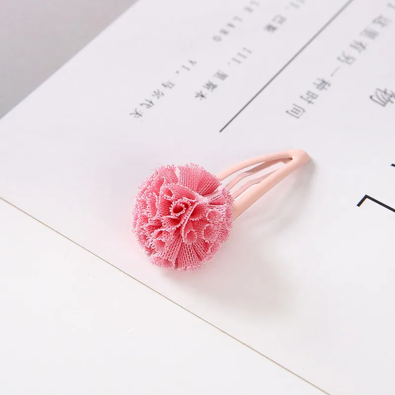 1pcs 5cm Hairpins Snap Hair Clips for Children Girls Hair Accessories Baby Cute Hair Clip Pins Gauze ball Color Metal Barrette