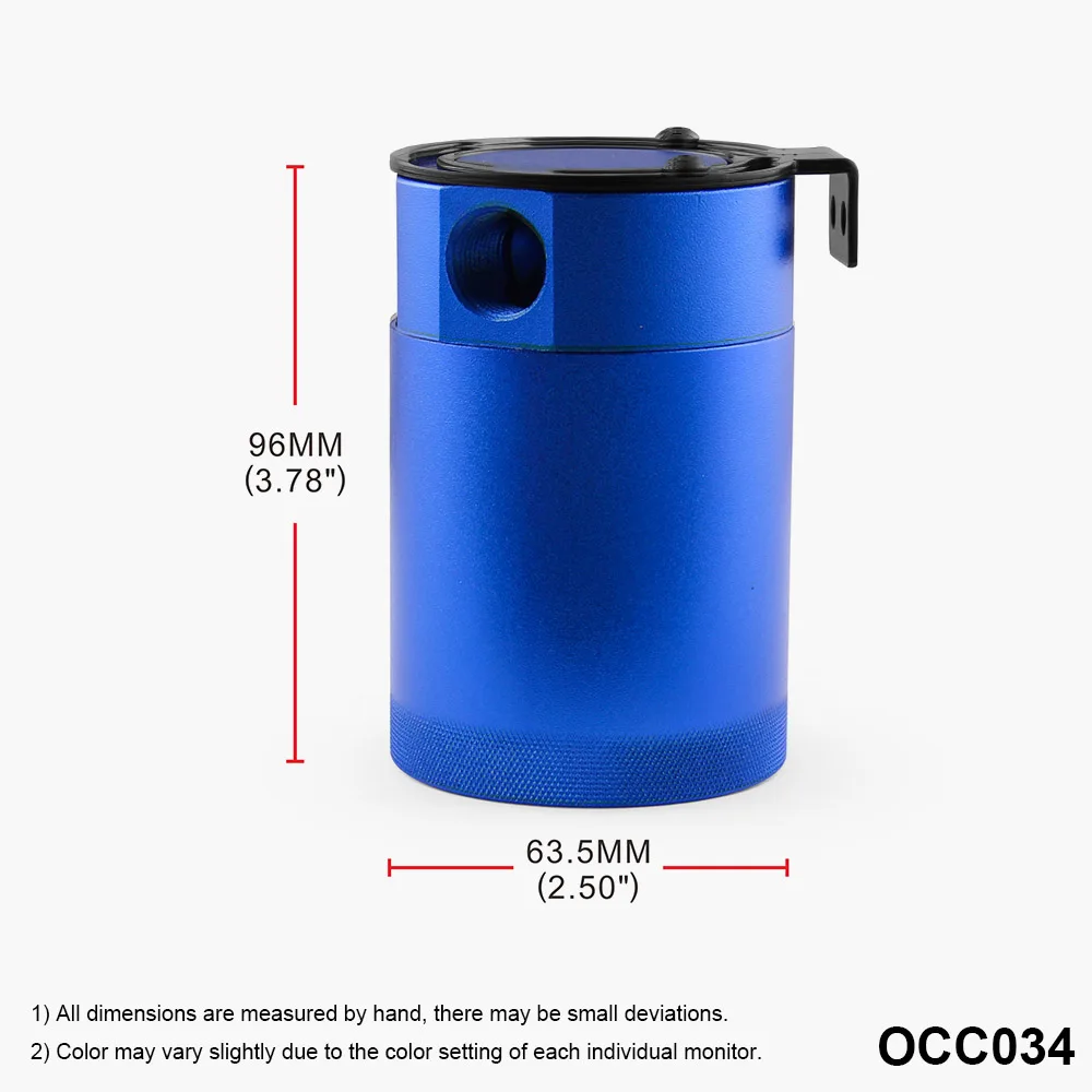 New Car Accessories Compact Baffled Oil Catch Can Separate 3-Port 2 Ounces Metal Blue |