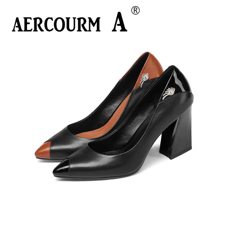 Aercourm A/2019 Новый Для женщин модная обувь на высоких каблуках с закругленным