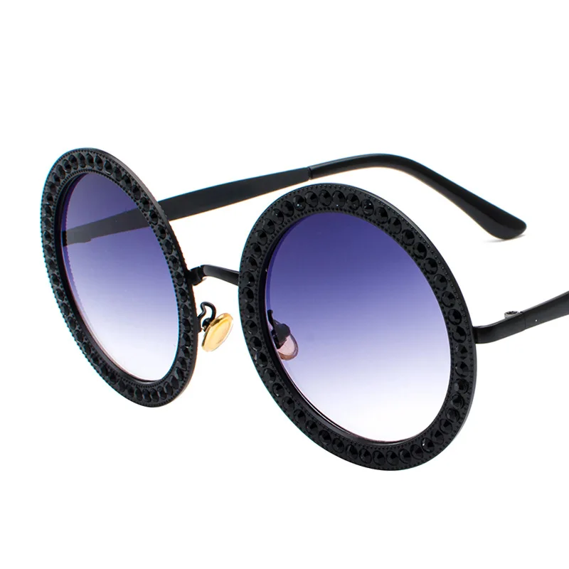 Женские круглые солнцезащитные очки со стразами роскошные брендовые