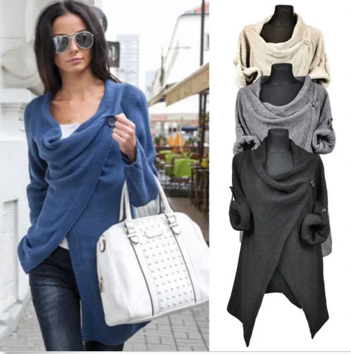 Женский вязаный свитер новинка 2017 свободная верхняя одежда с длинным рукавом