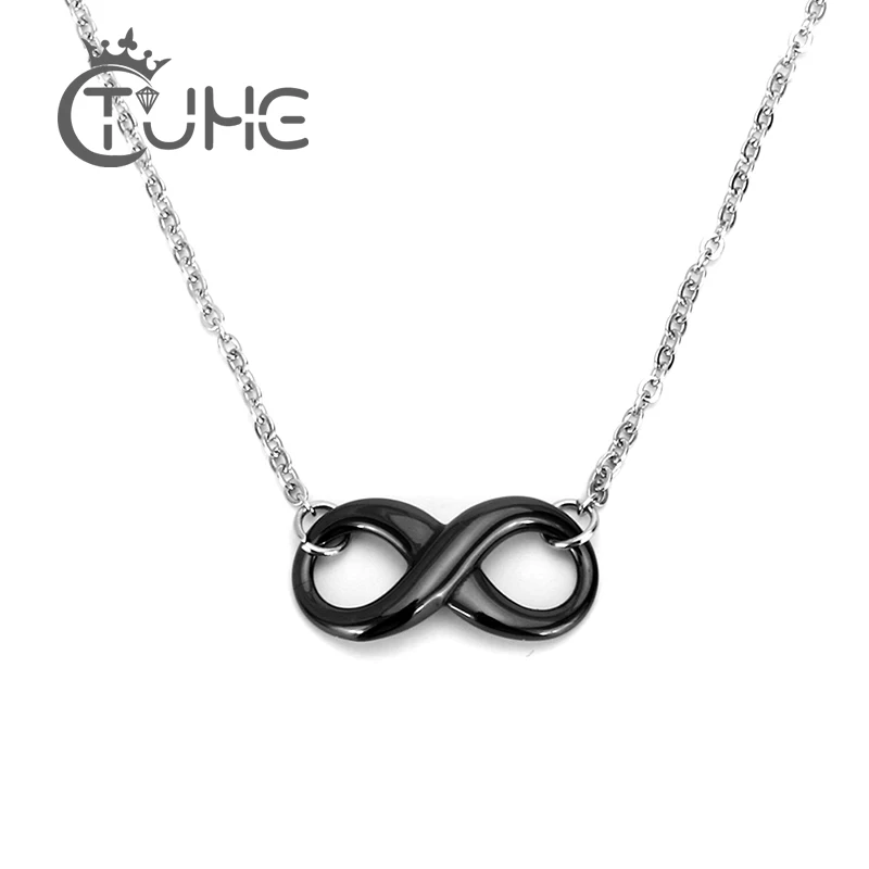 

Простое керамическое ожерелье бесконечность для женщин, стальная цепочка, кулон, ожерелье, оптовая цена, черные, белые безвредные ювелирные...
