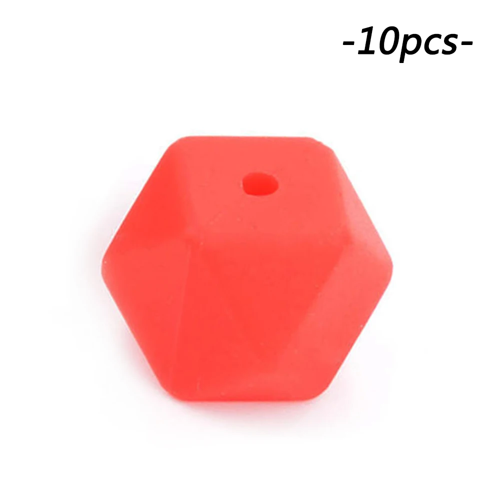 scarlet red LOFCA 10 шт. мини шестигранные силиконовые бусины 14 мм Прорезыватель для зубов Детские Прорезыватели Детские Силиконовые игрушки для изготовления ожерелья без бисфенола - Цвет: scarlet red