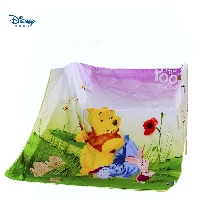 

Disney winnie the pooh thin comforter twin bed cover 3d 150*200CM cartoon cotton quilted bed spreads children decor summer quilt