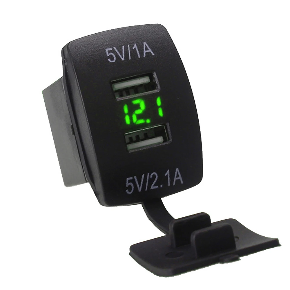 12 24V Универсальный 3.1A 5V Выход двойной USB автомобильная зарядка Синяя светодиодная