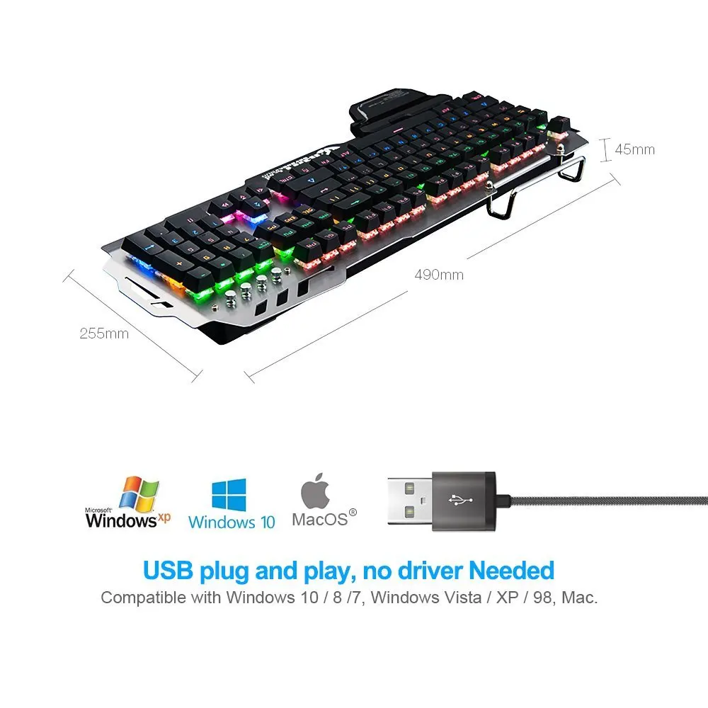 USB проводной Профессиональные Механическая игровая клавиатура и Мышь комбо
