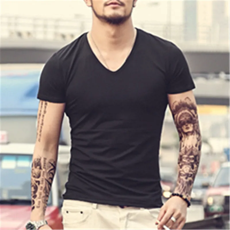 Футболки короткий рукав Футболка Для Мужчин's хлопок лайкра мужчин модный