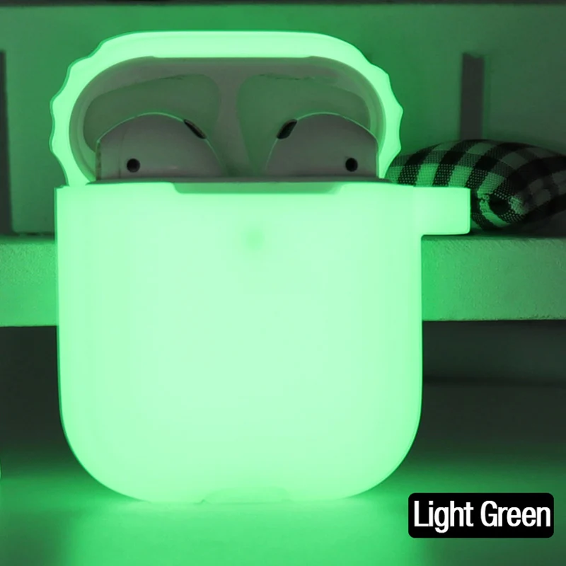 LightGreen LYMOC Чехлы для наушников для Airpods 2 беспроводные Bluetooth наушники для Airpods 2 светящийся светильник защитная пленка Водонепроницаемая Противоударная - Цвет: LightGreen