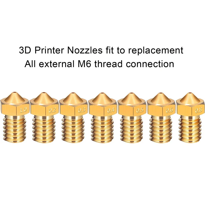 5 шт./лот Запчасти для 3D принтера V5 V6 M6 насадка 0 2 25 3 мм 35 4 6 8 1 часть медь 75 нить