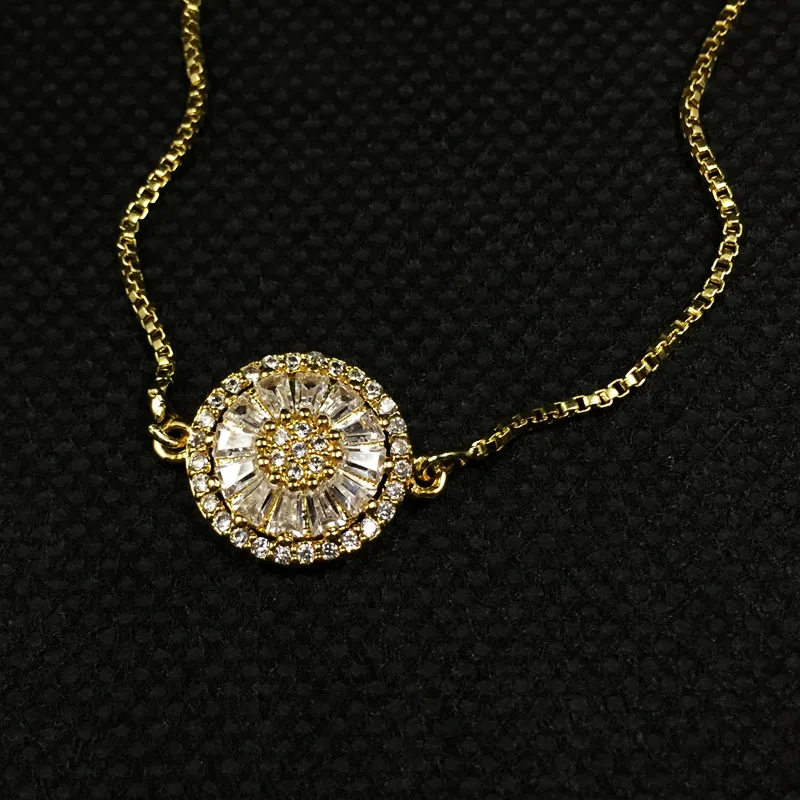 

Pohier Full Shining CZ Zircon Crystal Bracelet for Women Gold Color Chain Link Charm Bracelets Jewelry for Wedding