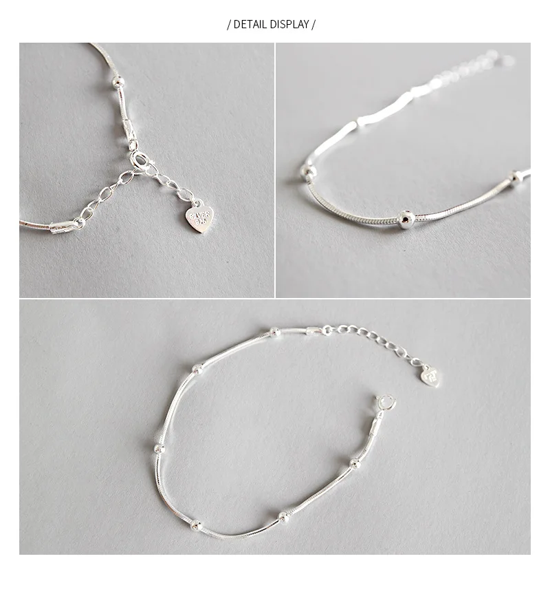 Christmas SALE Authentic 100% S925 Sterling Silver Round Bead Snake Chain Bangle &amp Bracelet Luxury Jewelry Lady Girl Wedding | Украшения